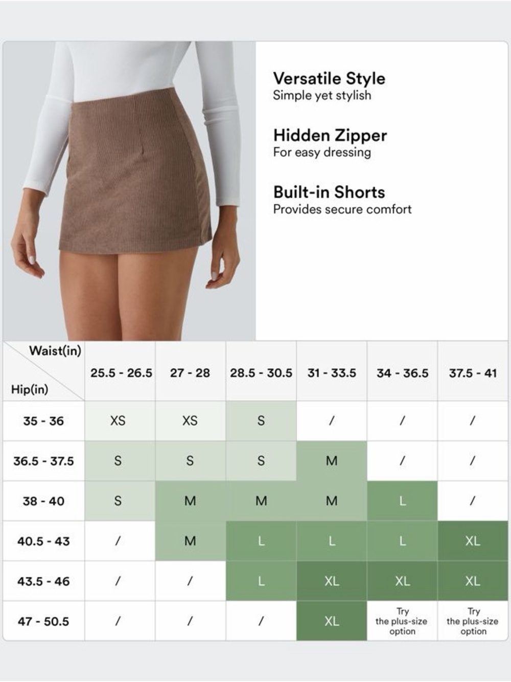 Brown Ribbed Mini Skort - Picture 2 of 5